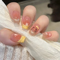 24pcs French Coffin Press on Nails Kitten Pattern False Nails Wearable Stick-on Nail Fake Nails Накладные Ногти Uñas Postizas