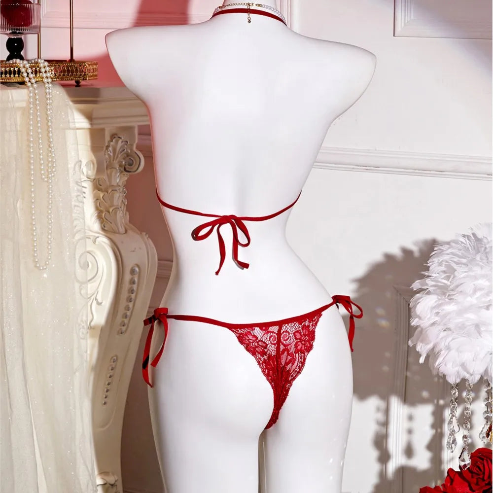 Bras For Woman Transparent Underwear Hot Erotic Sexy Lace Set Push Up Bra With Panty Set Ruffle Lingerie Set Briefs Sets