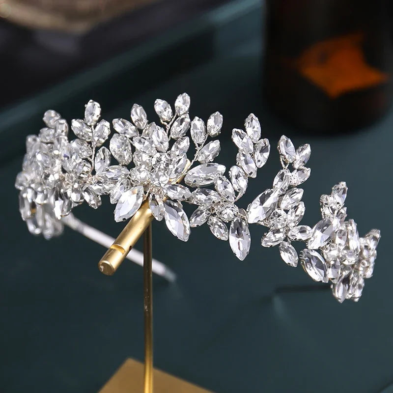 Bridal Headband Handmade Rhinestone Flower Hairband Crystal Wedding Headdress Fashion Headdress Women Party Gift Hair Hoop