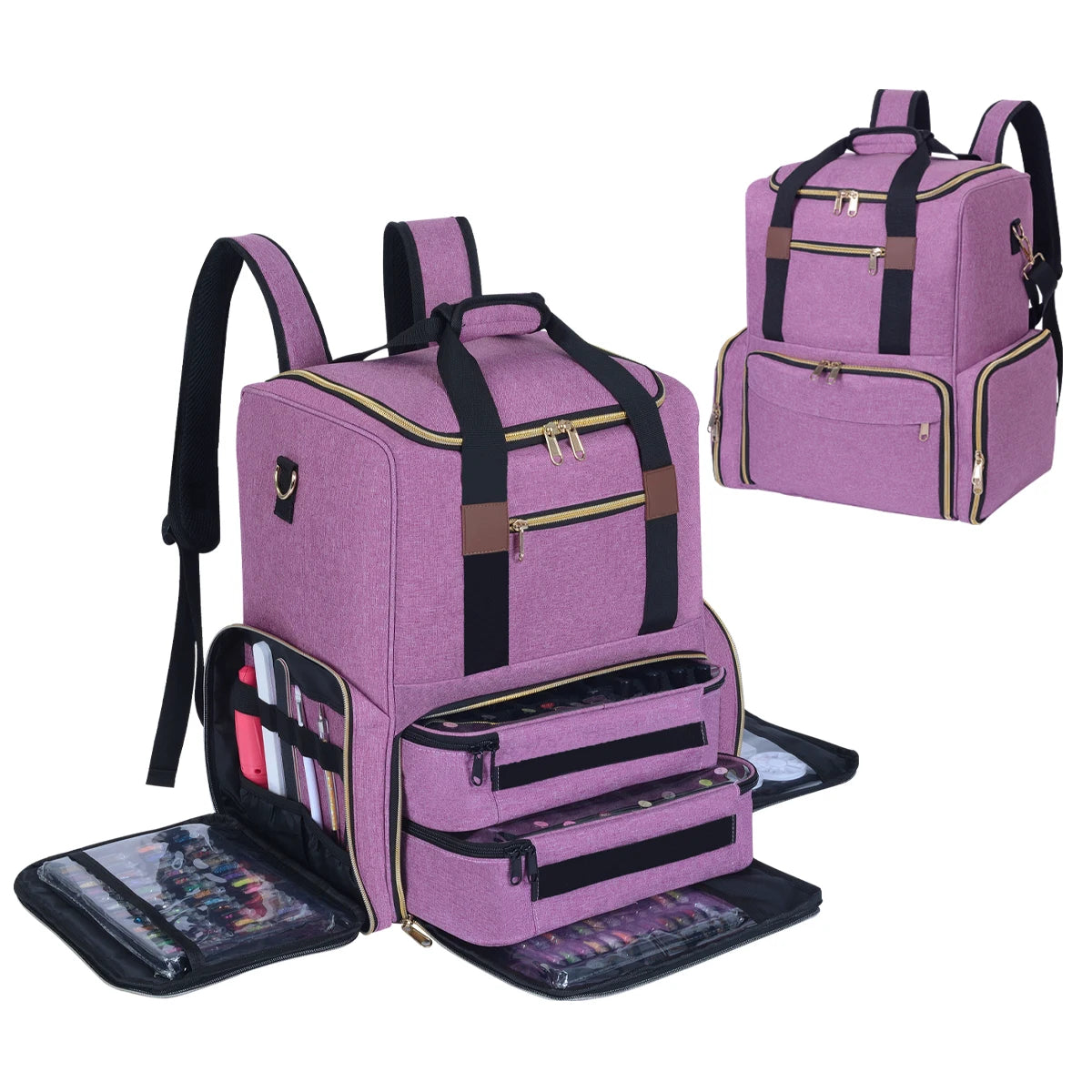 UOZL Nail Polish Organizer Backpack Holds 80 Bottles and a Nail Lamp Supplies with 2 Removable Cases Storage Bag Professional Tr