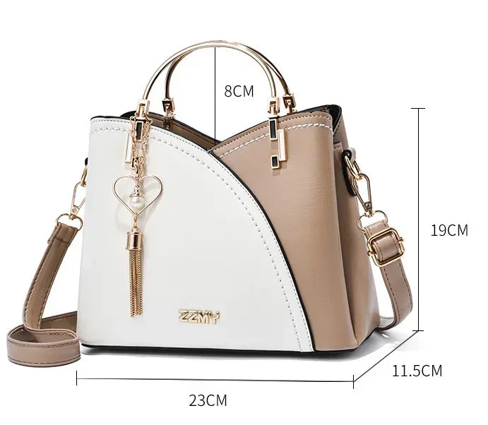 Women's Patchwork PU Leather Handbag Fashion Elegant Shoulder Messenger Office Work Bag Ladies Luxury Female Fashion Accessory