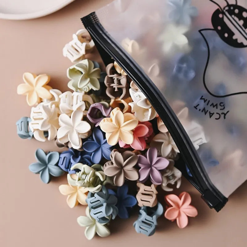 10/20pcs Small Hair Claw Clips Sweet Color Mixed Flower Frosted Clips Hairpin Barrette For Women Girl Kids Hair Accessories