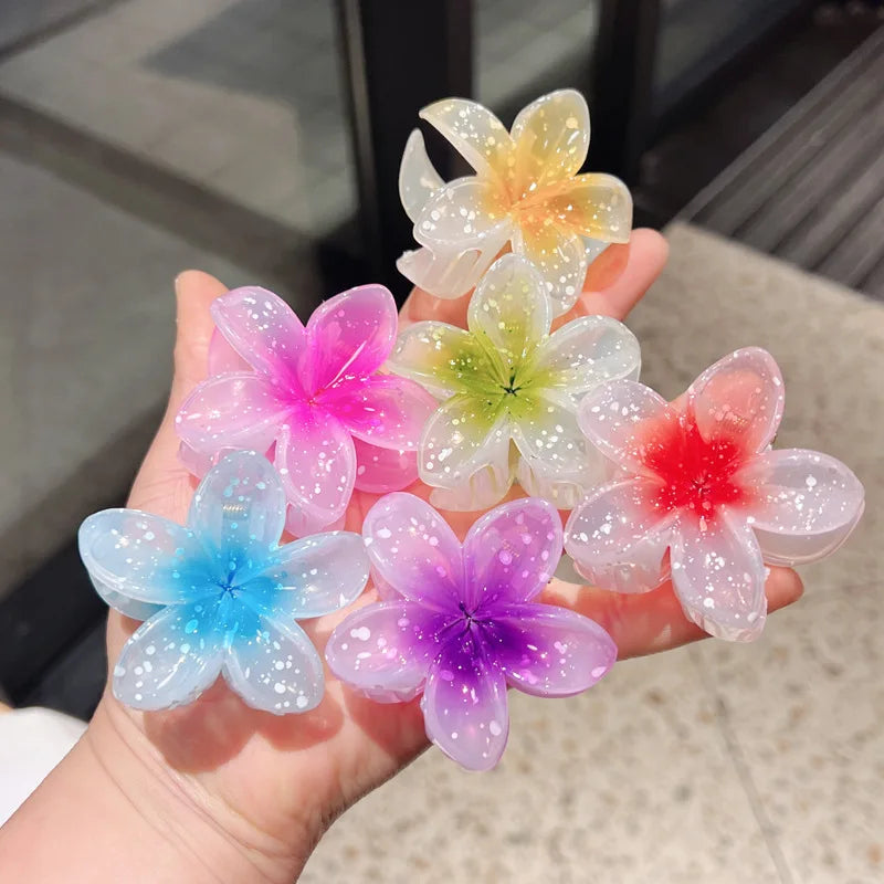 Transparent Glitter Hair Clip Trendy Fashion Hair Accessory for Women Small Egg-Shaped Flower Clip