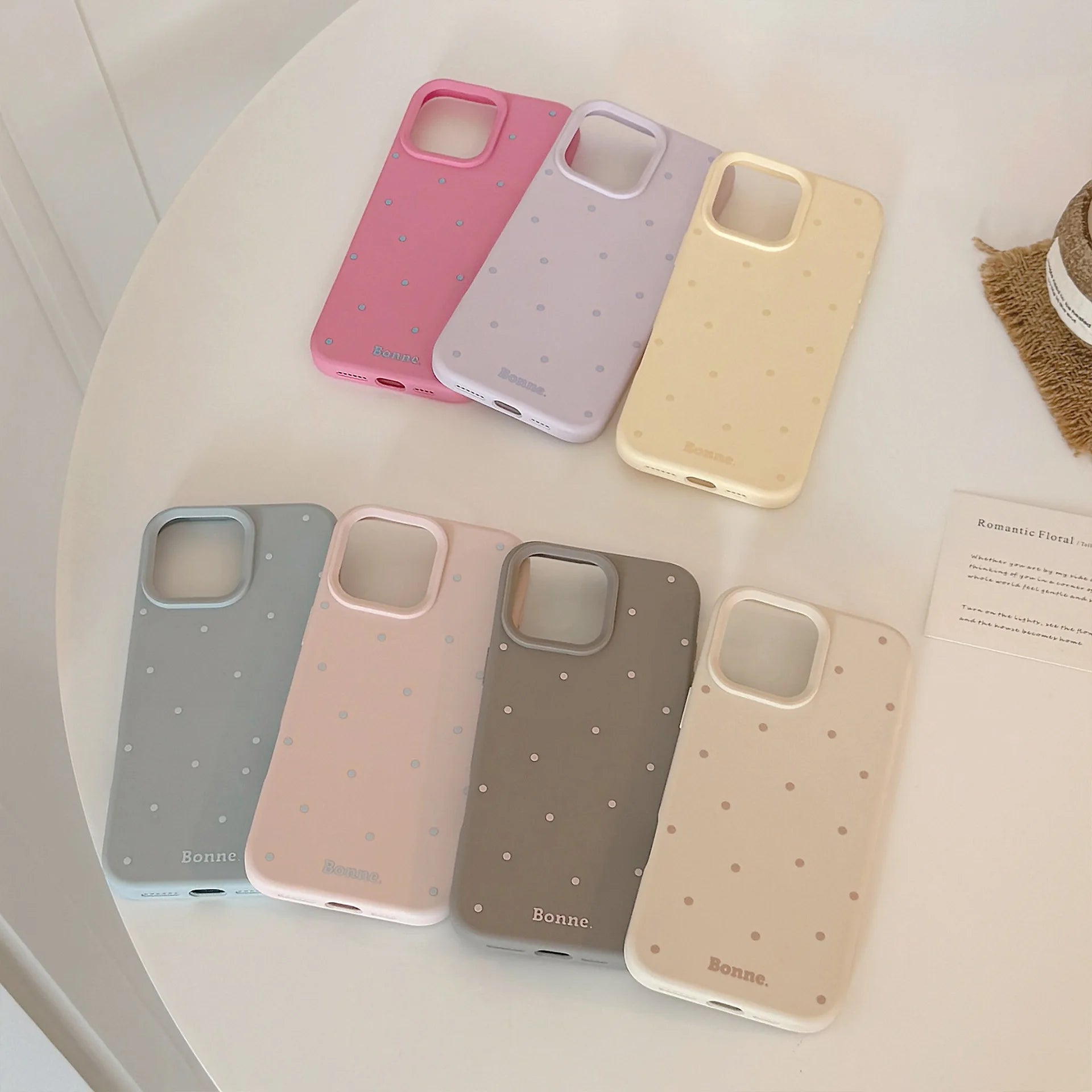 Cute Soft Phone Cases for iPhone 16 15 14 Pro Max 13 12 11 Matte Pastel Back Polka Dot Cover Trendy Girls