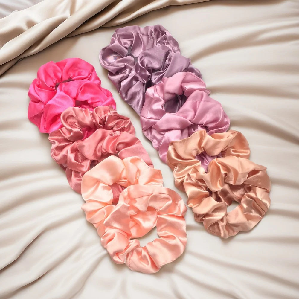 12pcs Colorful Satin Scrunchies - Comfy And Simple Hair Accessories For Women And Girls