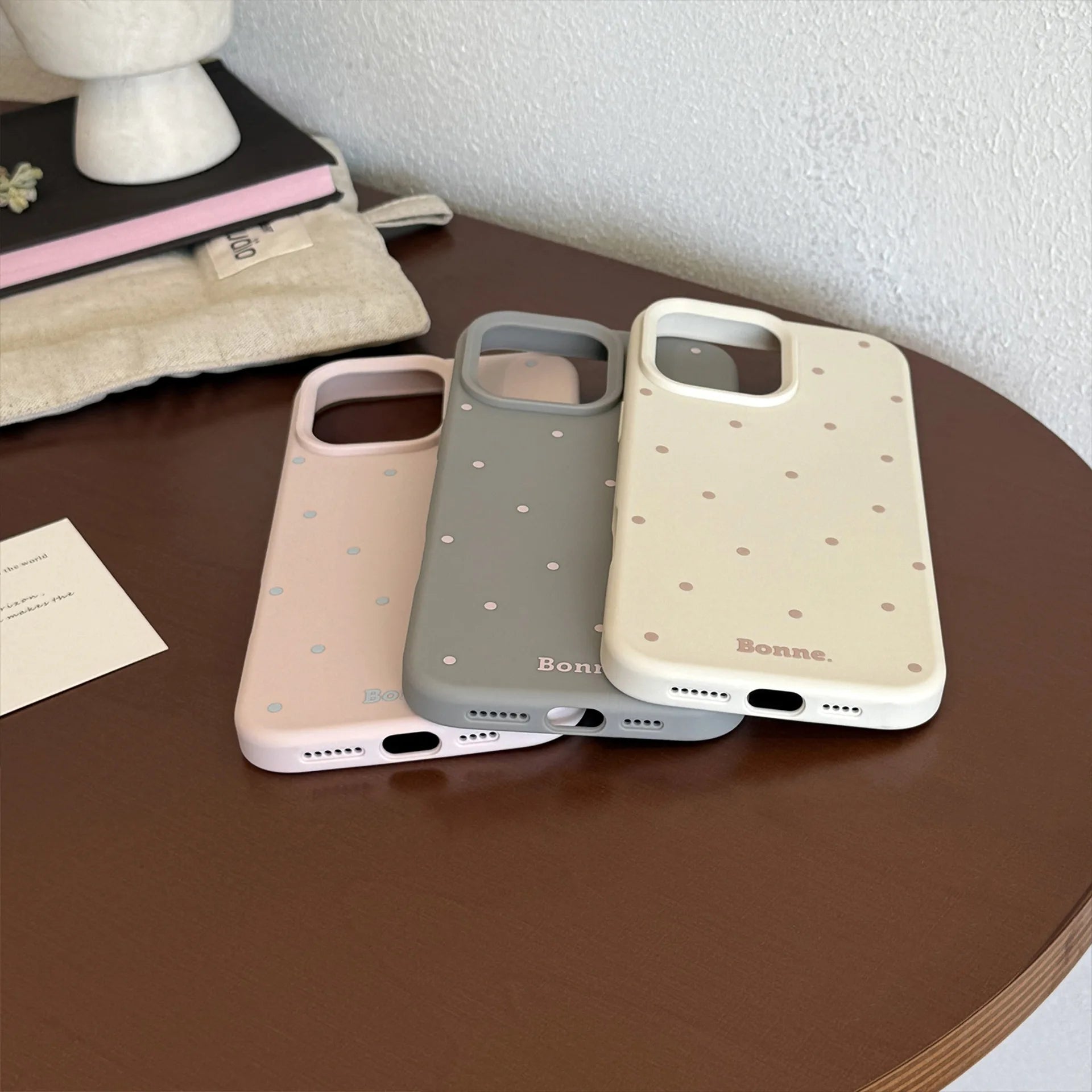 Cute Soft Phone Cases for iPhone 16 15 14 Pro Max 13 12 11 Matte Pastel Back Polka Dot Cover Trendy Girls