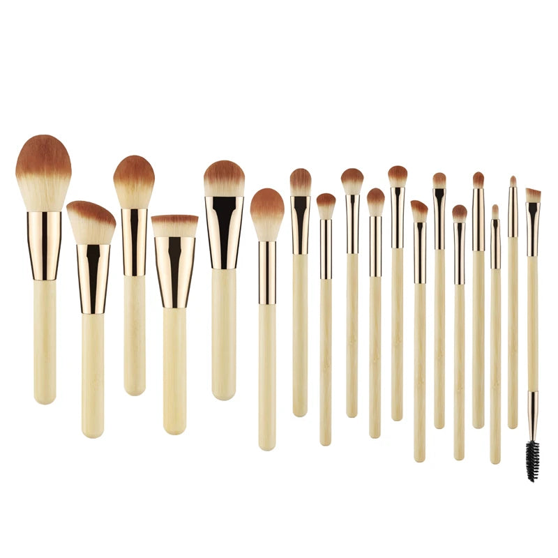 18 PCS Makeup Brushes Sets Bamboo Cosmetic Eyeshadow Foundation Powder Blush Eye Make Up Brush Blending Beauty Tools Kits