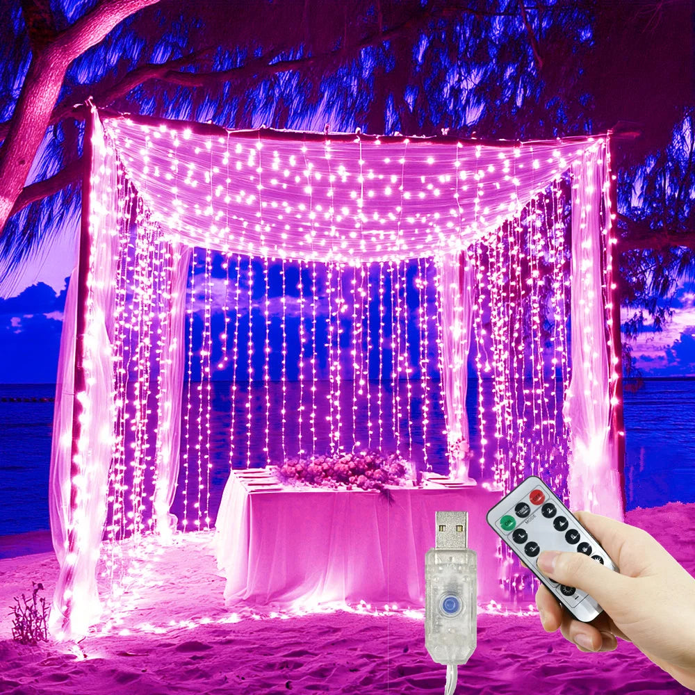 Fairy Lights USB Curtain LED String Lights 3/4/6M Valentine's Day Wedding EID Mubarak Bedroom Ramadan Home Decoration 2026