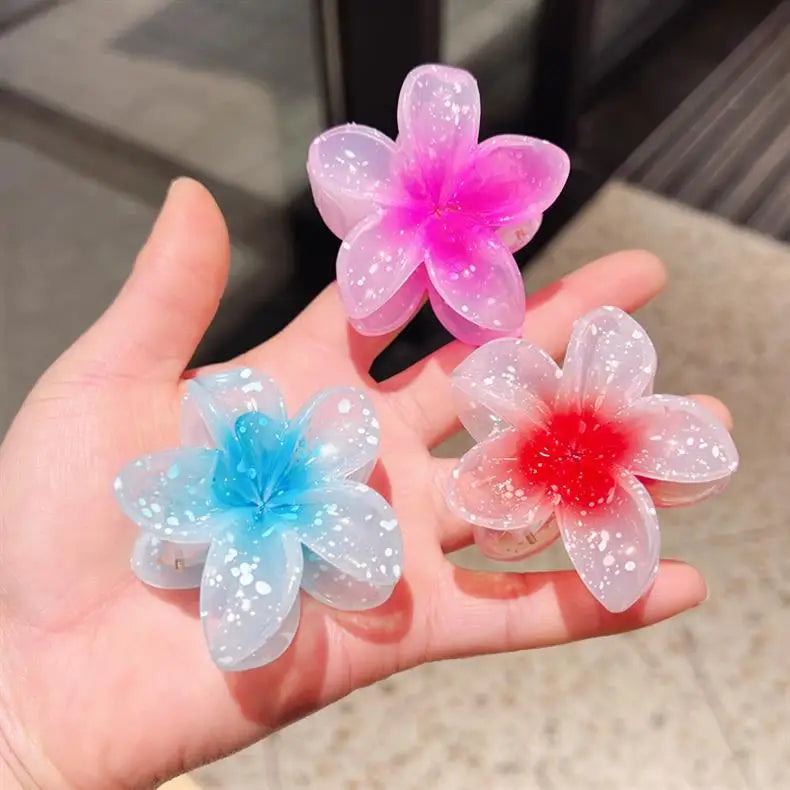 Transparent Glitter Hair Clip Trendy Fashion Hair Accessory for Women Small Egg-Shaped Flower Clip