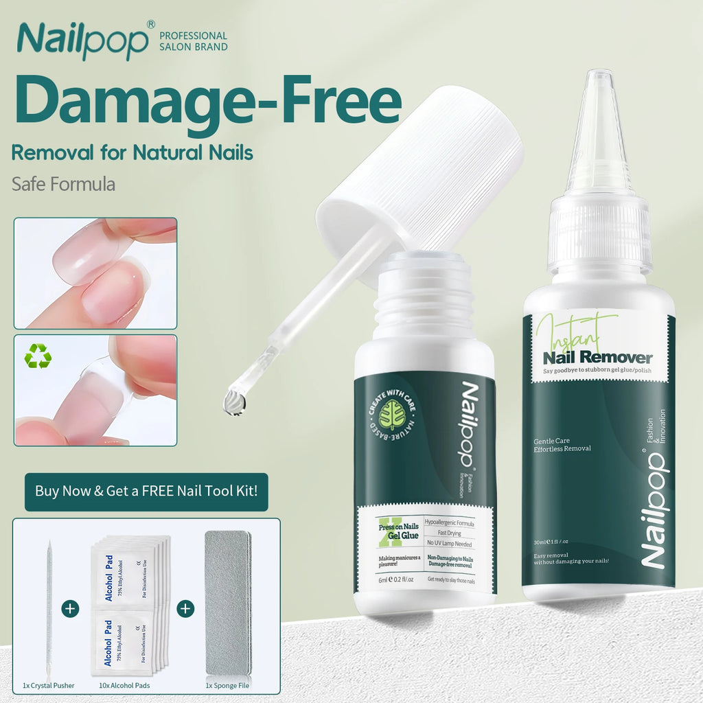 Nailpop Press On Nail Glue Super Strong Long Lasting Fast Drying No UV Lamp Needed Hypoallergenic Gentle Adhesive for Fake Nails