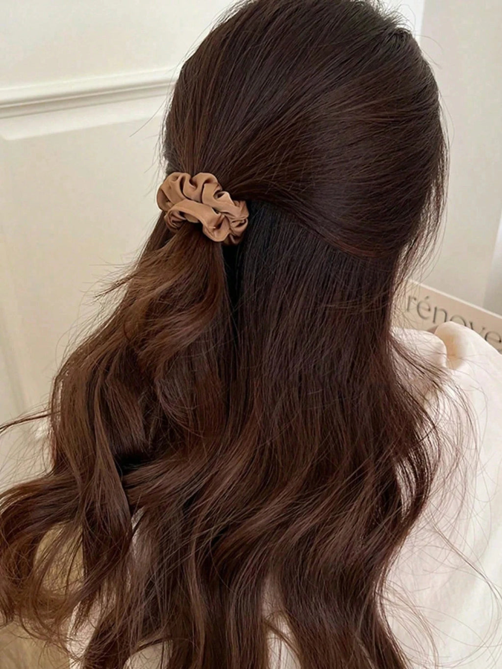 3/5Pcs Women's 6cm/2.36in Silky Satin Hair Scrunchies, Fashion Versatile High-End Elegant Retro French Minimalist Hair Ties