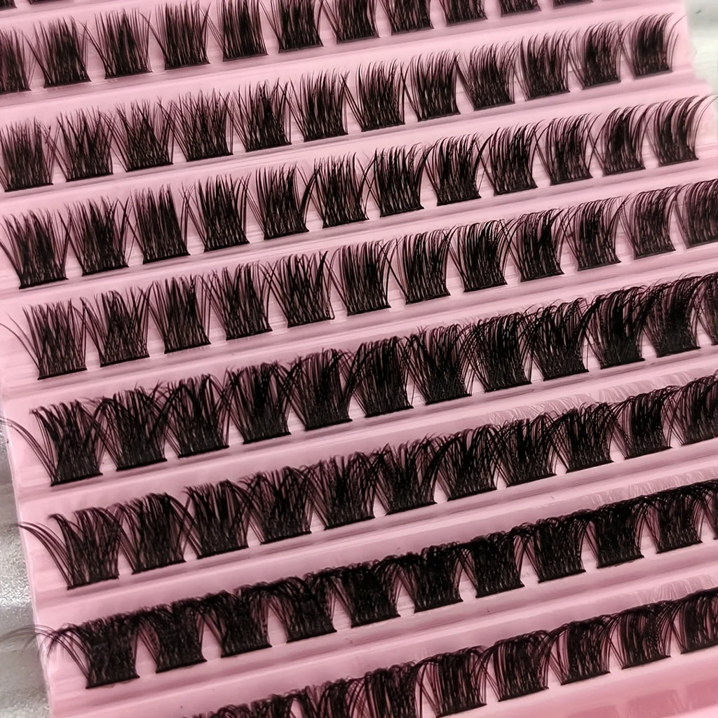 Natural Look D Curl Lash Clusters 120/160/200 PCS (9-16mm) DIY Eyelash Extensions Kit Mixed 40D T50 80D & 80D Cat Eye