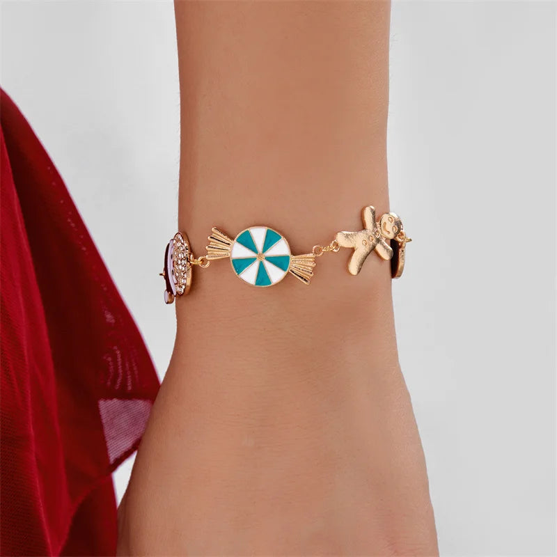 Minimalist Christmas Jewelry Set for Women Alloy Necklace with Old Man and Gingerbread Necklace Perfect as Jewelry Accessories