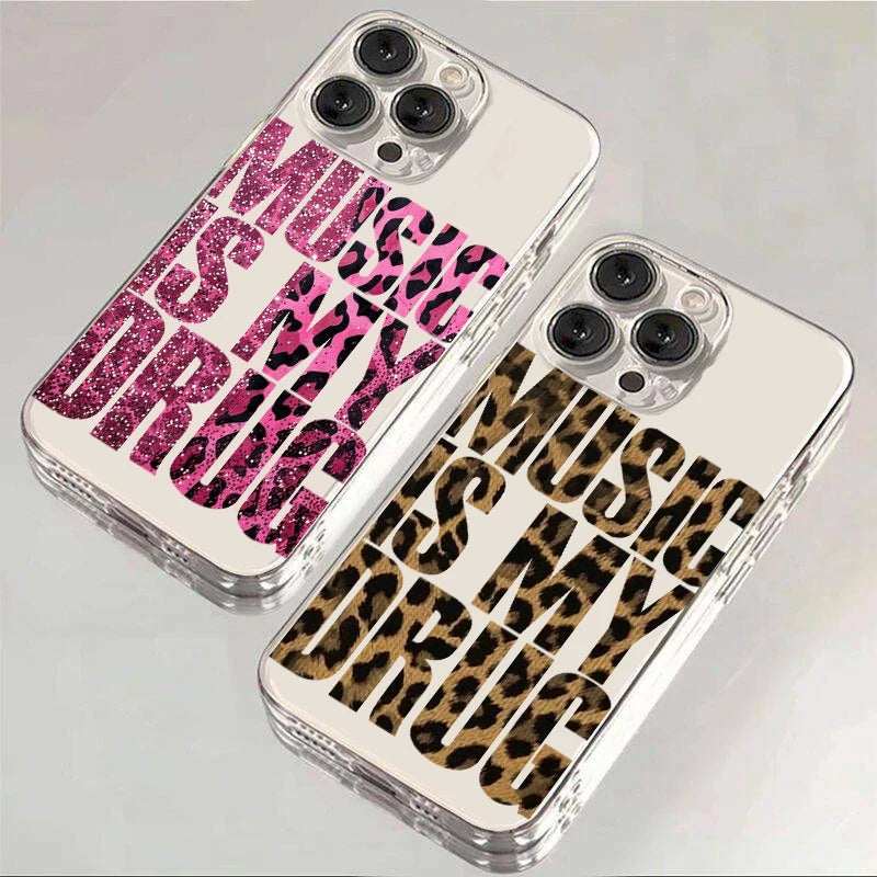Trendy Love Music English Phone Case For iPhone 16 15 14 13 12 11 Pro Max Mini X XS SE 7 8 Plus 16E Shockproof Non-Slip Cover