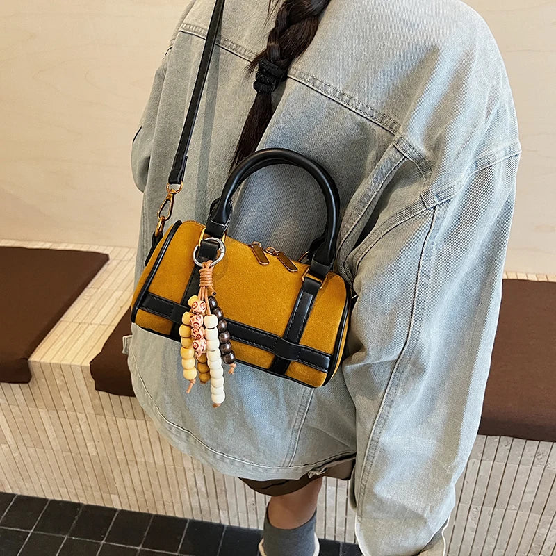 Mini Small Bag Women 2025 Versatile Winter Suede Leather Shoulder Crossbody Bag Ladies Designer Boston Handbag Coffee Bag