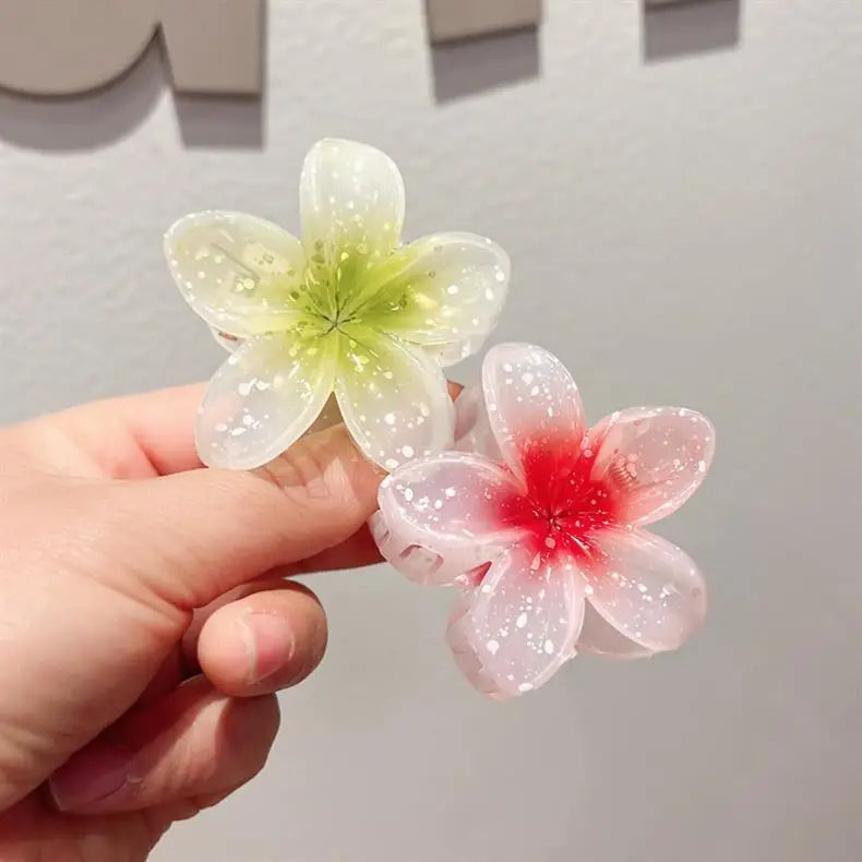 Transparent Glitter Hair Clip Trendy Fashion Hair Accessory for Women Small Egg-Shaped Flower Clip