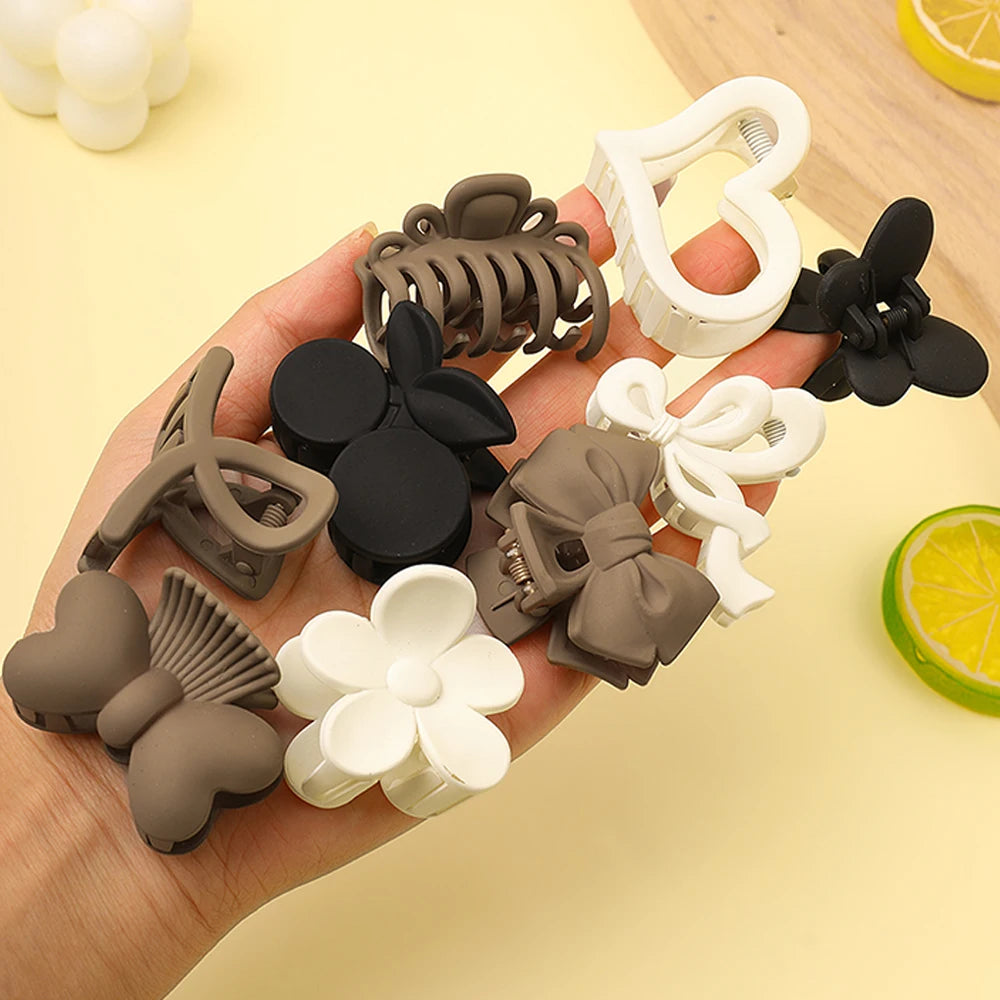 9Pcs Trendy Claw Hair Clips – Elegant Matte Design for Everyday Wear