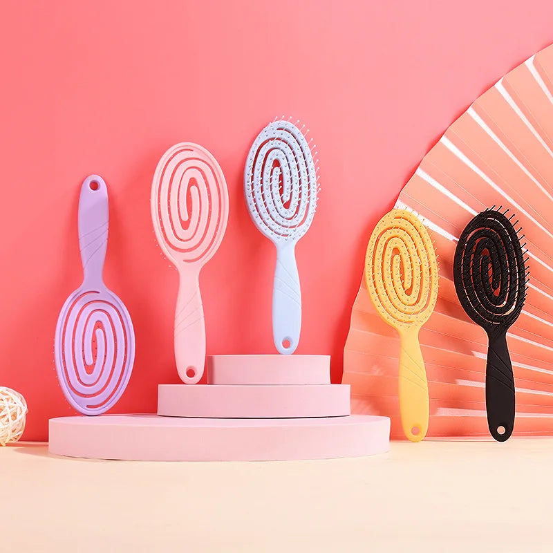 Hair Brush Without Pulling ,Detangling Brush for Curls and Long Hair ,Unique Professional Detangler Brush with Spiral Spring