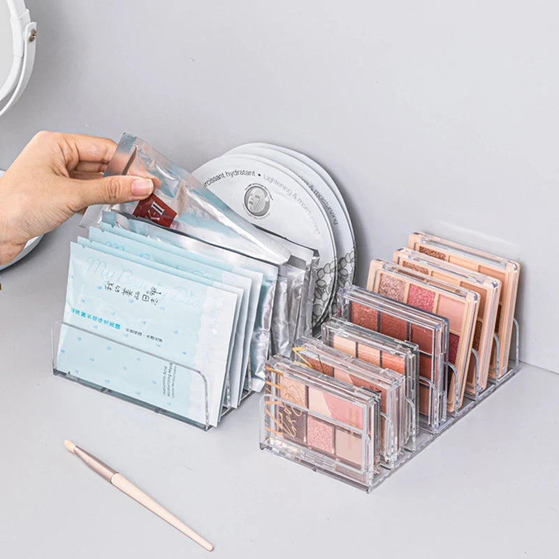 Makeup Organizer Desktop Multi-cell Display Box Makeup Blush Cosmetics Shelf 7-compartment Plastic Eye Shadow Tray Storage Box