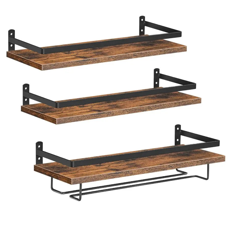 Wall Mounted Wine Rack 3 Pack, Wine Shelf Hanging Floating Wall Shelves, Wine Glass Bottle Rack Stemware Holder, for Living Room