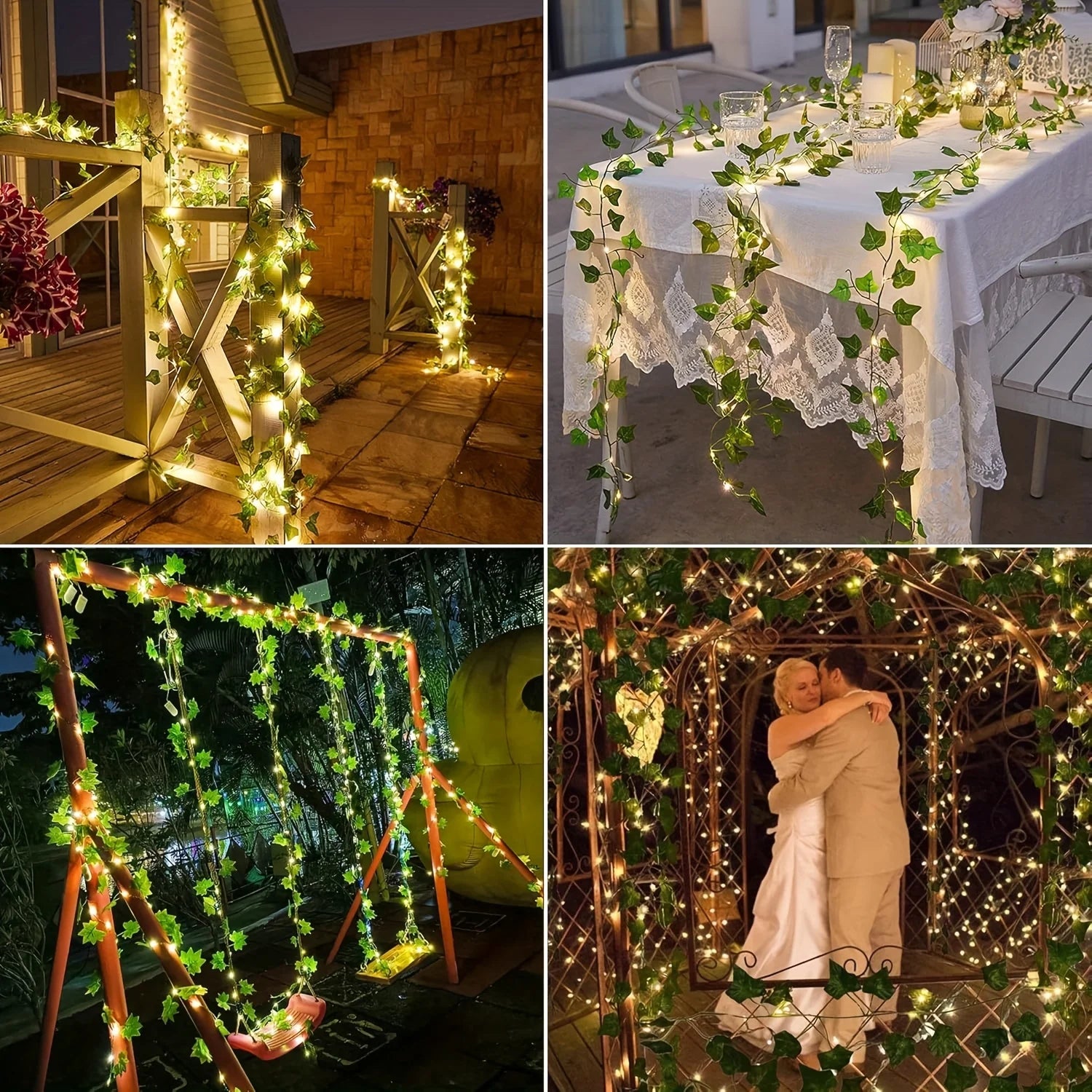 100 LED Fairy Lights Outdoor Artificial Ivy Vine Leaf Plants Lights for Party Wedding Holiday Garden Christmas Decoration