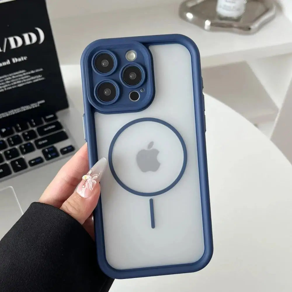 Trendy 2 in 1 Skin Feel Phone Case for iPhone 17air 16 15 14 12 13 Pro Max Plus MagSafe Wireless Charging Shockproof Protection
