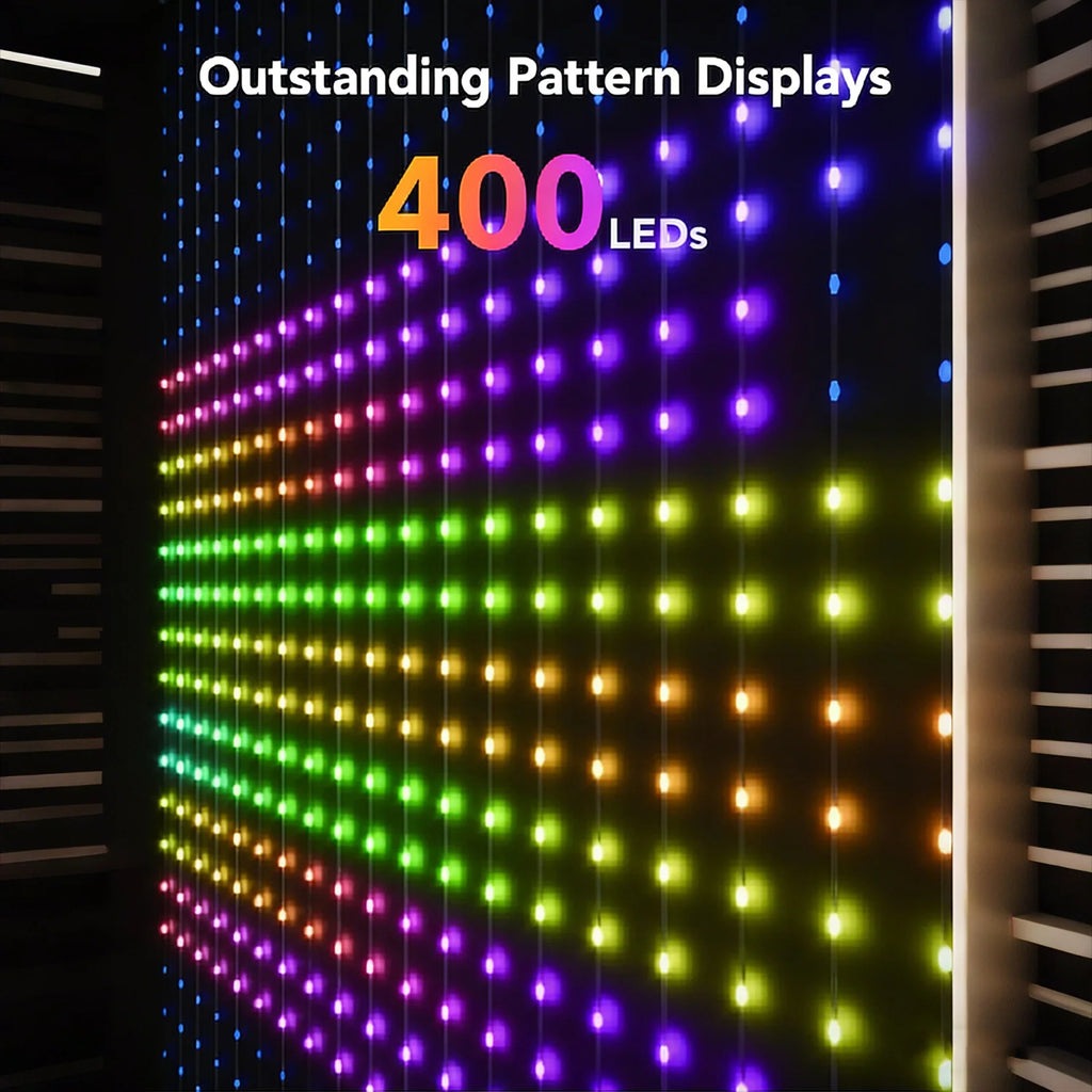 Fairy Curtain Light, DIY Pattern and Text, Music and Microphone Sync, Smart  APP Contrl- 400LED-USB Powered,Festival Decor Light