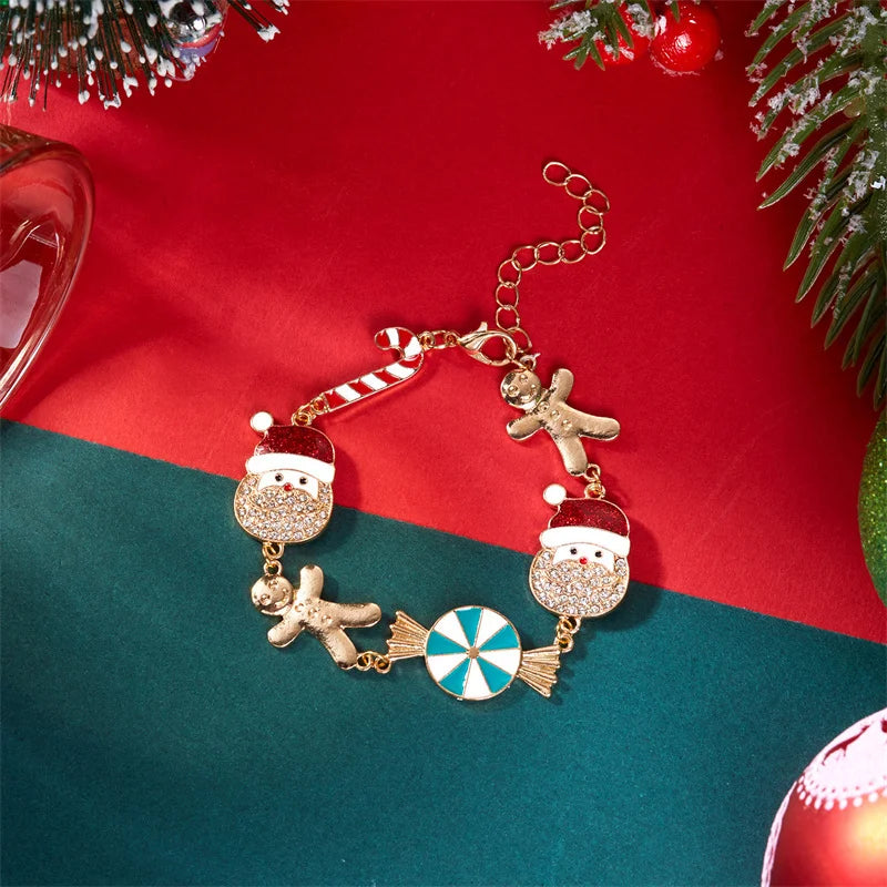 Minimalist Christmas Jewelry Set for Women Alloy Necklace with Old Man and Gingerbread Necklace Perfect as Jewelry Accessories