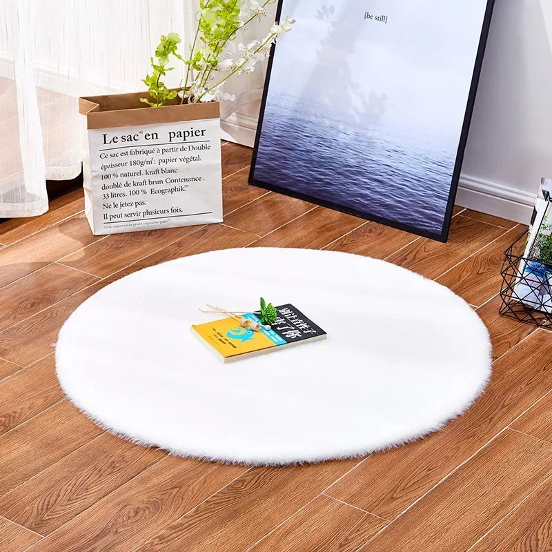 Colorful Round Shaggy Area Rug for Living Room, Bedroom, Kids Room - Modern Floor Mats