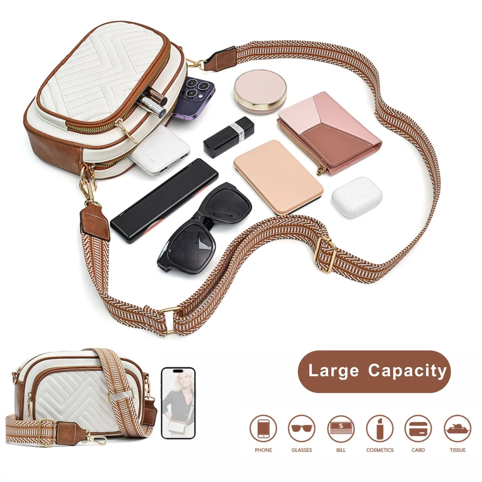Mini Quilted Crossbody Bags For Women Trendy VeganShoulder Bag Women's Casual Handbag & Purse