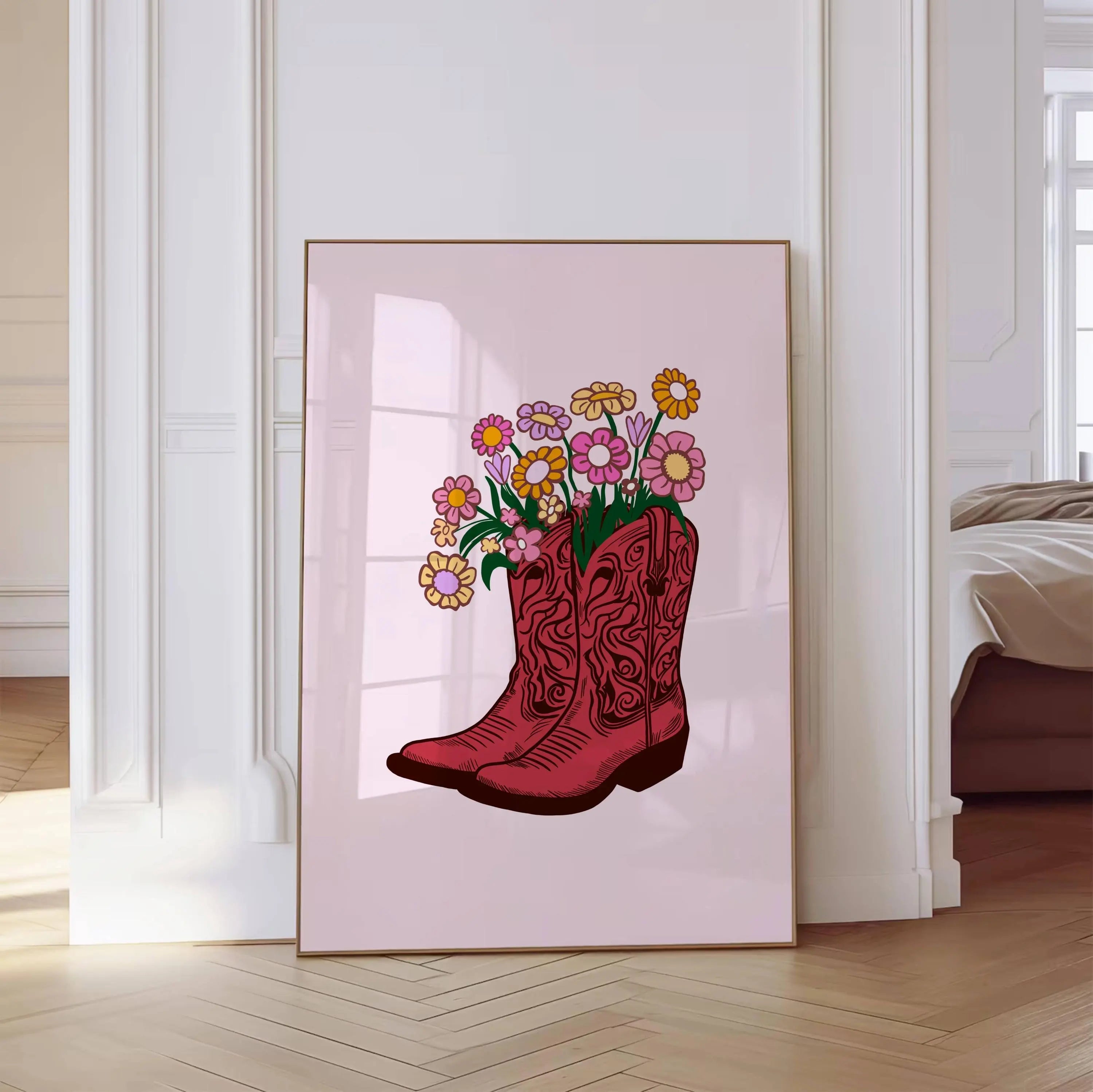 Minimalist Print Aesthetic Poster Trendy Abstract Quotes Bouquet Cowboy Boots Cherry Drinking College Style Home Dorm Decor