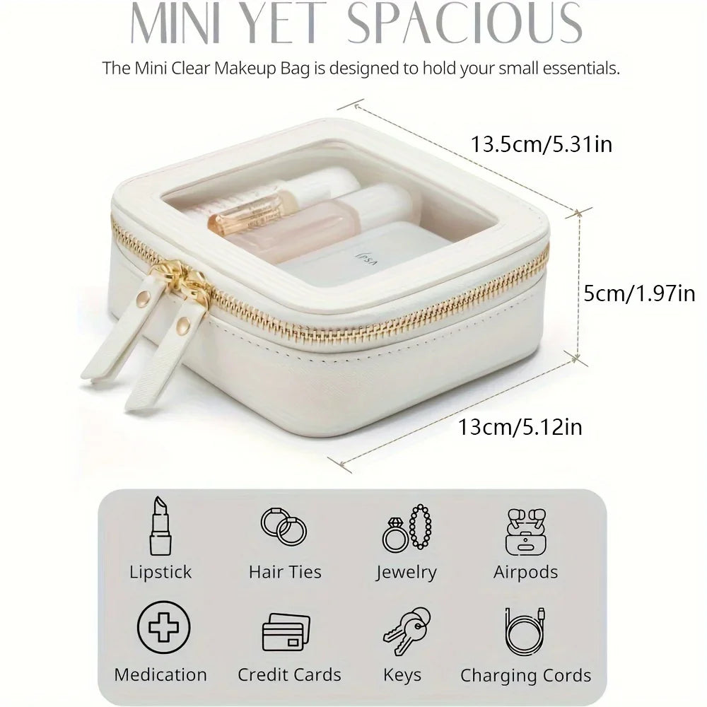 Small Cosmetic Bag for Purse Mini Makeup for Cute Clear  Pouch Travel Organizer Case for Toiletry Waterproof Square Pouch Zipper