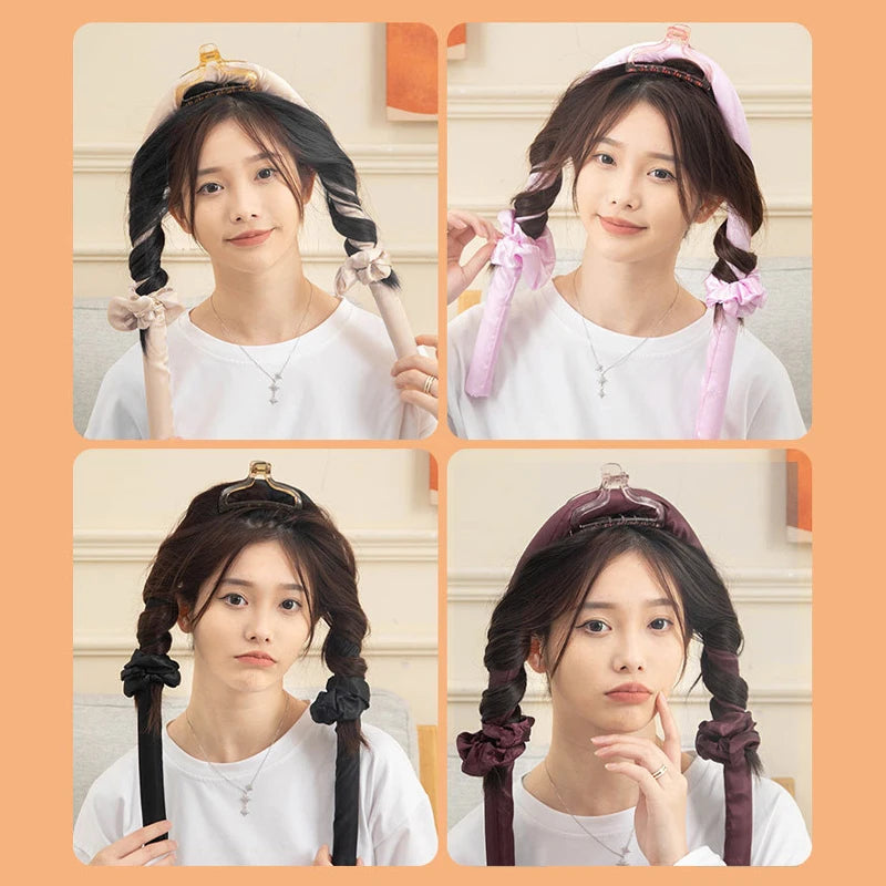 Heatless Curling Rod Headband No Heat Silk Curls Ribbon Hair Rollers Sleeping Soft Headband Lazy Hair Curlers Hair Styling Tools