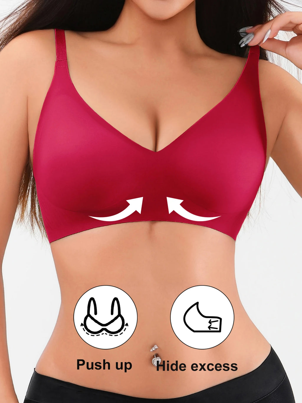 Seamless Jelly Glue Lady Bra Wire Free Brassiere Adjustable Anti-sagging Women Underwear Female Push Up Padded Lady Bralette