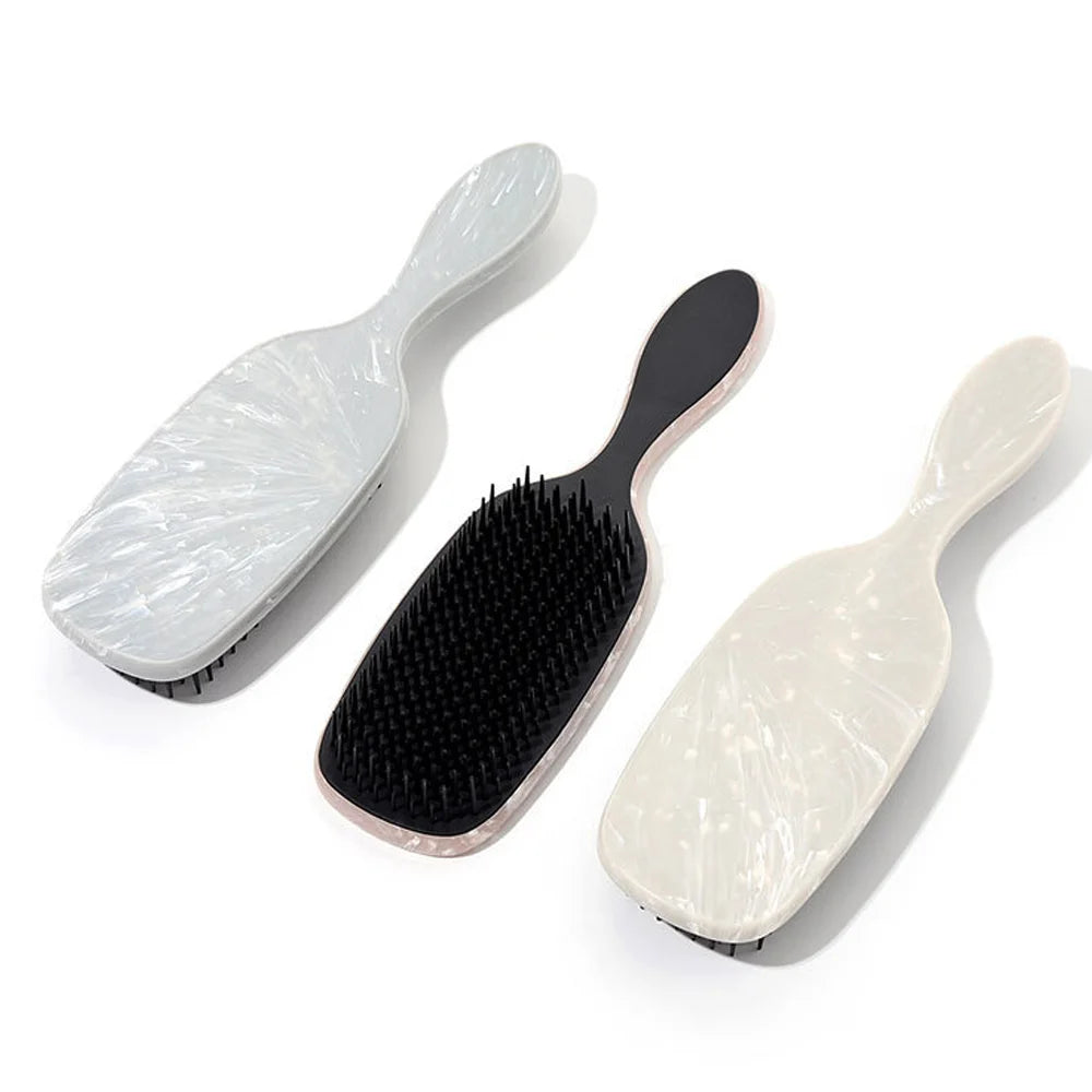 Detangling Hair Brush Anti-static Handle Entangle Detangling Marbled Comb Shower Massage  Marbled  Comb Salon Hair Styling Tool