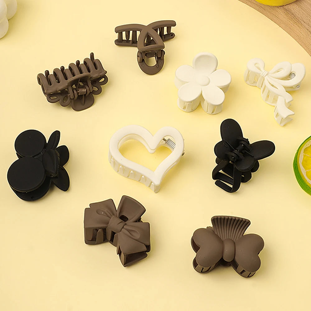 9Pcs Trendy Claw Hair Clips – Elegant Matte Design for Everyday Wear