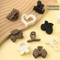9Pcs Trendy Claw Hair Clips – Elegant Matte Design for Everyday Wear