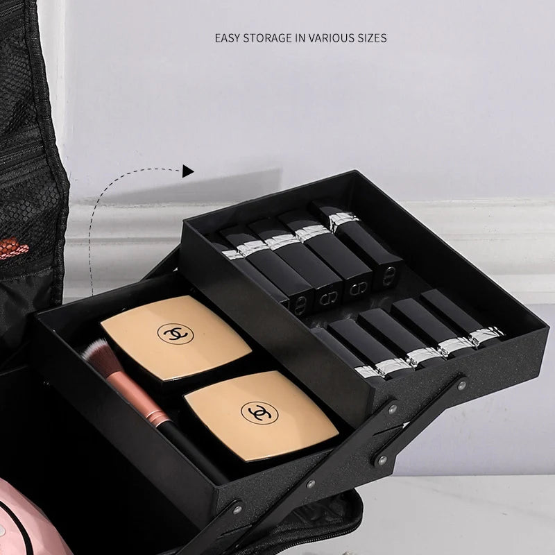 Women Cosmetic Boxes Zipper Nail Art Kit Storage Case Organizer Professional Make Up Handbag Large Capacity Plaid Makeup Bags