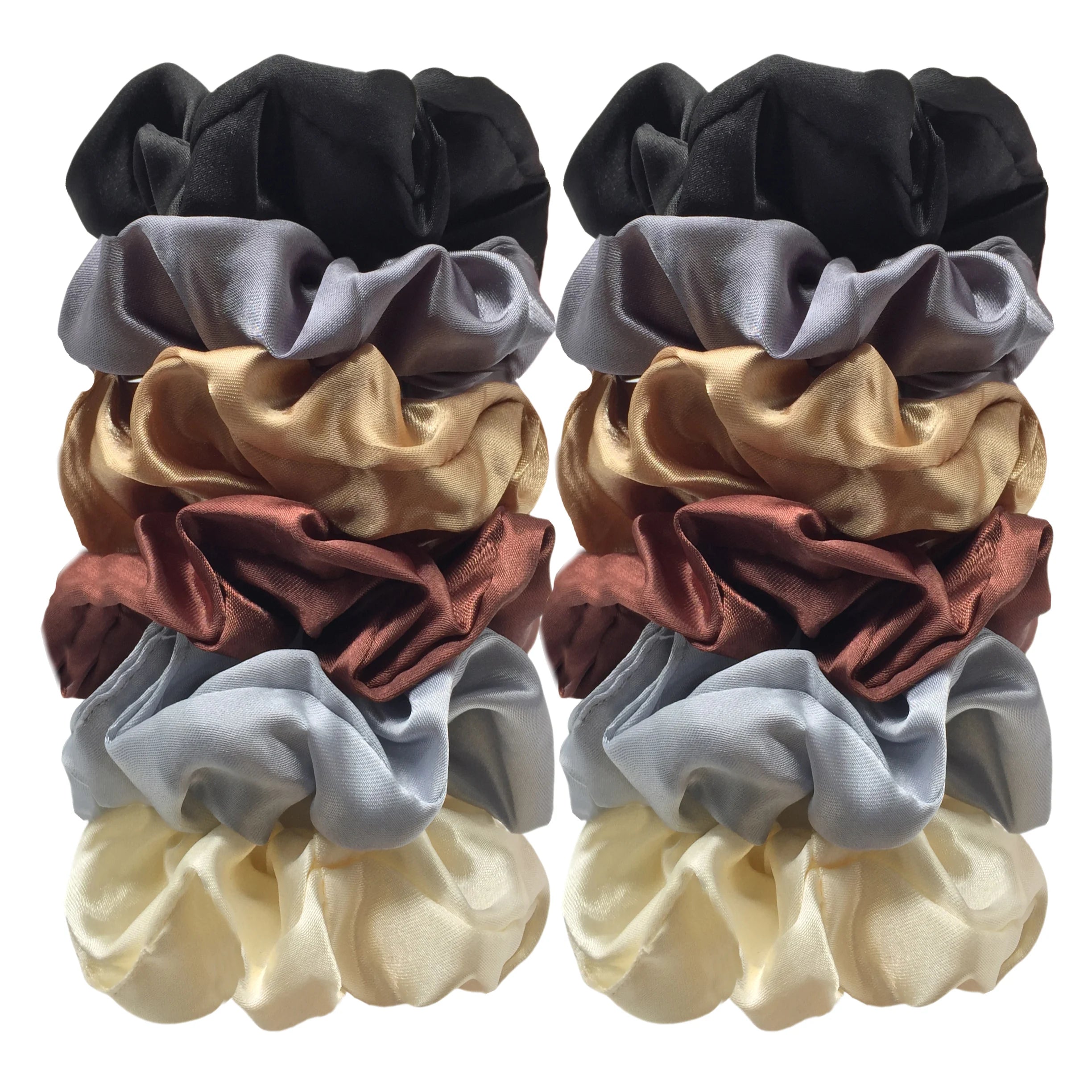 12pcs Colorful Satin Scrunchies - Comfy And Simple Hair Accessories For Women And Girls