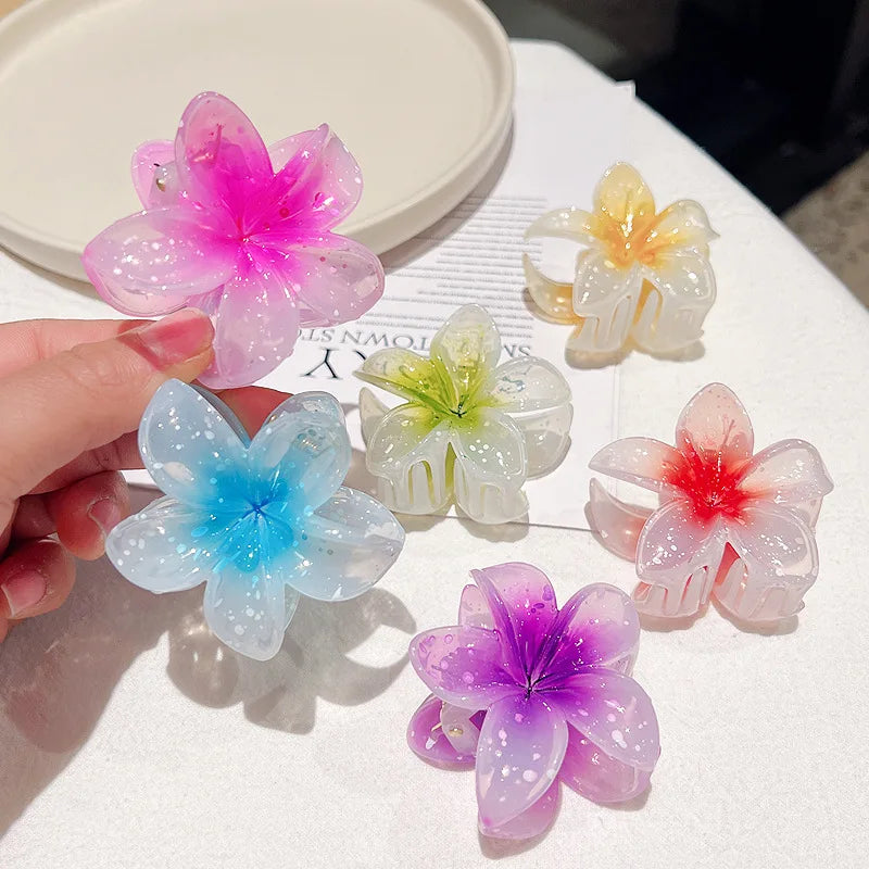 Transparent Glitter Hair Clip Trendy Fashion Hair Accessory for Women Small Egg-Shaped Flower Clip