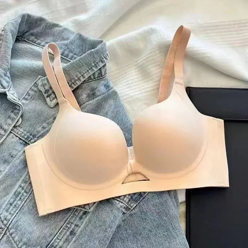 MOYISU Adjustable Push Up Bra For Small Bust Enhancement Seamless Wirefree Anti-Sagging Bra Sexy Back Design Soft Padded Comfort