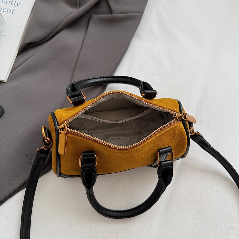 Mini Small Bag Women 2025 Versatile Winter Suede Leather Shoulder Crossbody Bag Ladies Designer Boston Handbag Coffee Bag