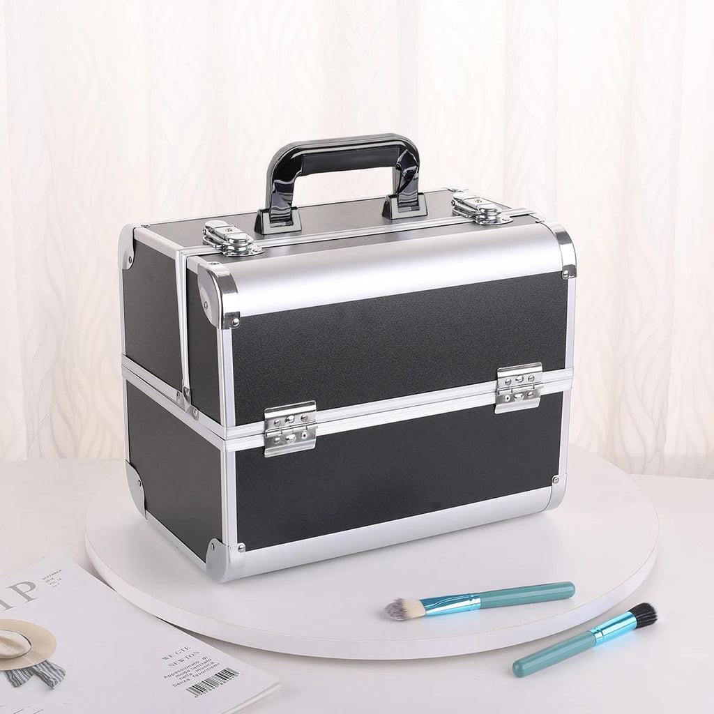 Makeup Case Cosmetic Organizer Case Extra Large 12 Inch 6 Trays Portable Makeup Organizer Case Make Up Carrying Box