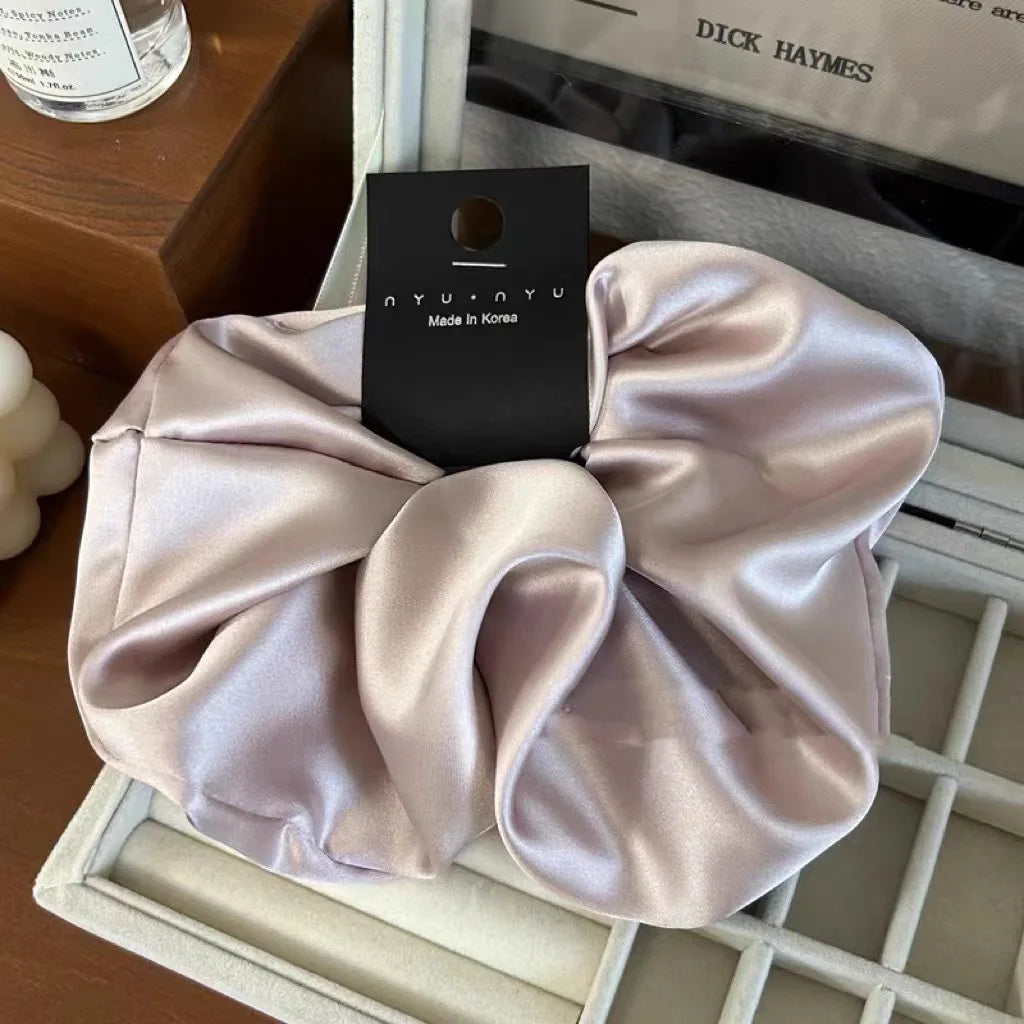 12cm Fashion Satin Scrunchie Women Silk Hair Tie Elastic Hair Bands Girls Black Scrunchy Rope for Adult Hair Accessories