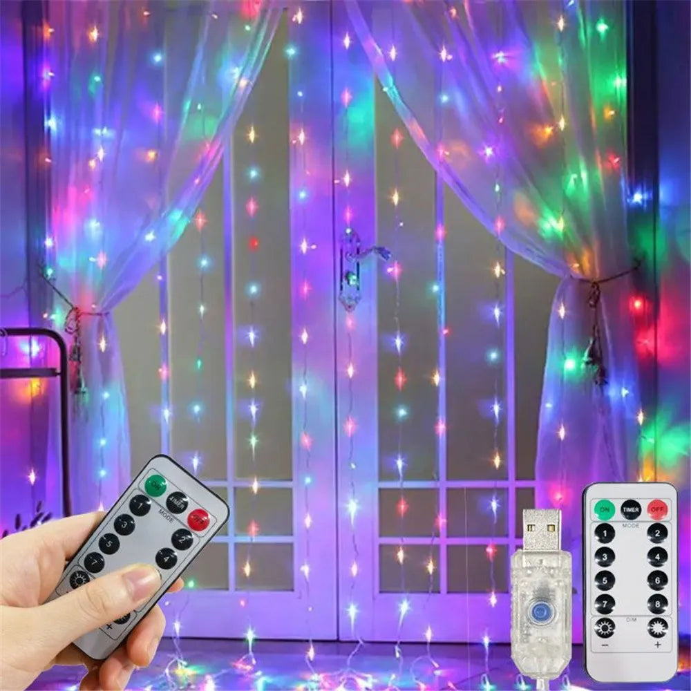 Fairy Lights LED Party Holiday Decoration Garden Light Outdoor 8 Mode 3M 6M Wedding Garland Christmas USB Curtain Light String