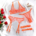 Fantasy Lingerie Set 3Piece Sheer Mesh Embroidery Transparent Lace Erotic Underwear Exotic for Women