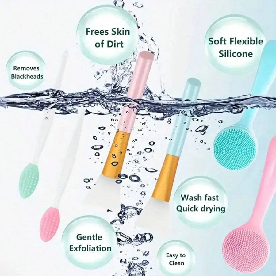 1/3/6Pcs Silicone Facial Cleansing Brushes Set - Gentle Exfoliating, Deep Cleaning, Makeup Remover, Blackhead Removal