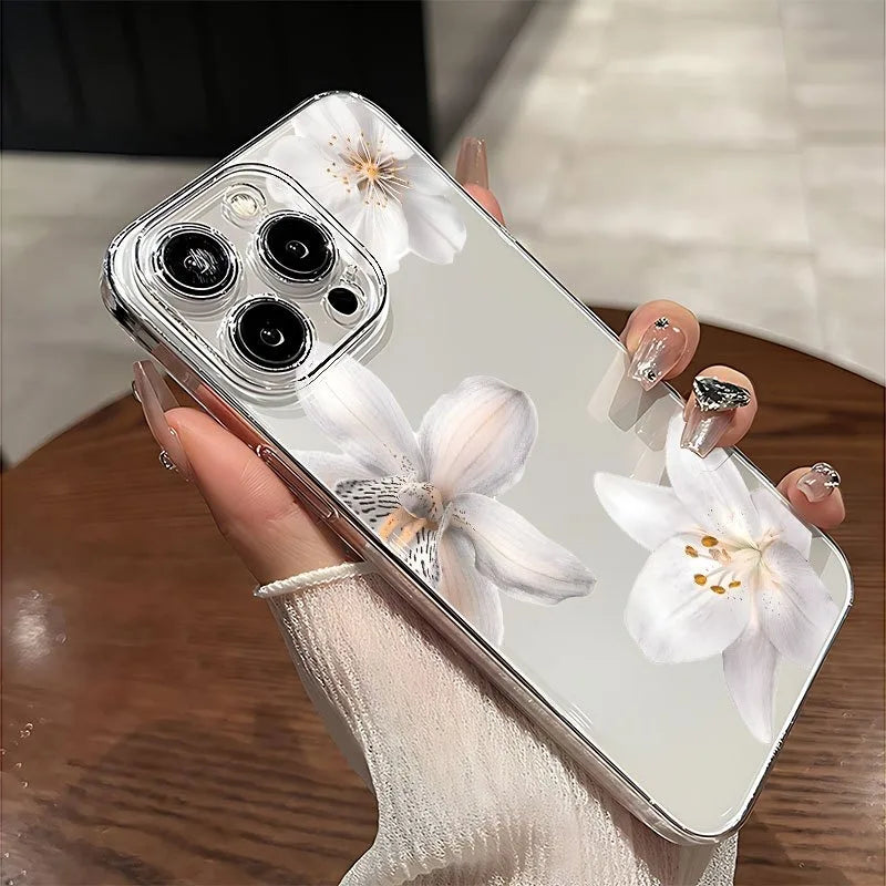 Three Exquisite White Flower Pattern New Trendy Transparent Tpu Phone Cases, Suitable for iPhone 17 Air Pro Max iPhone 16 15 14 13 12 11 XS Xr X 7 8 12/13 Mini Plus Pro Max Se, Perfect for Birthday/Holiday/Family/Friends/Coup