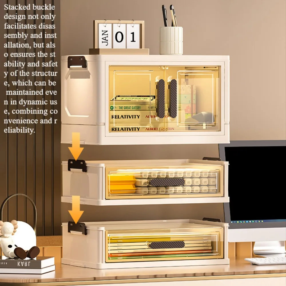 Multi-functional 3 Tier Cosmetic Organizer,Foldable Makeup Organizer,Desktop Dresser,Organizer Drawers,Stackable&DustproofDesign
