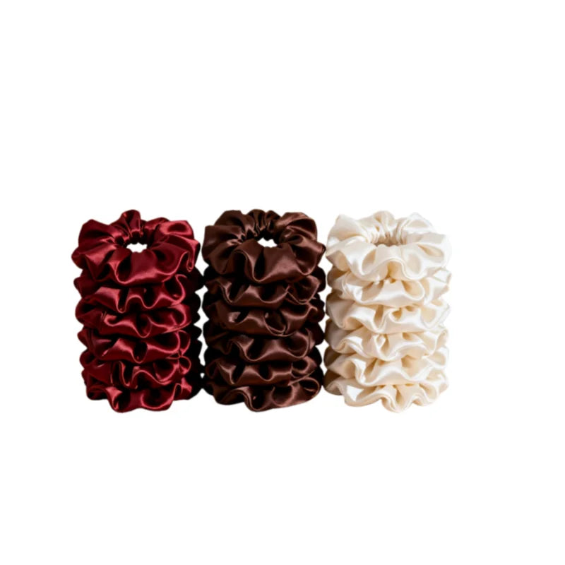 10/15 Pack of Random Color Faux Silk Scrunchies, High Elasticity, Non-Damaging Hair Accessories, Satin Hair Ties, Women's Hair Ropes, Large Size Hair Ties